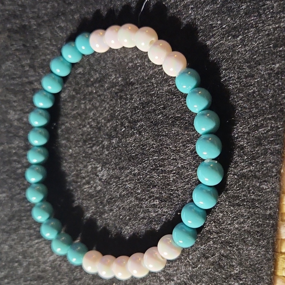 Handcrafted beaded bracelet made on a stretchy cord